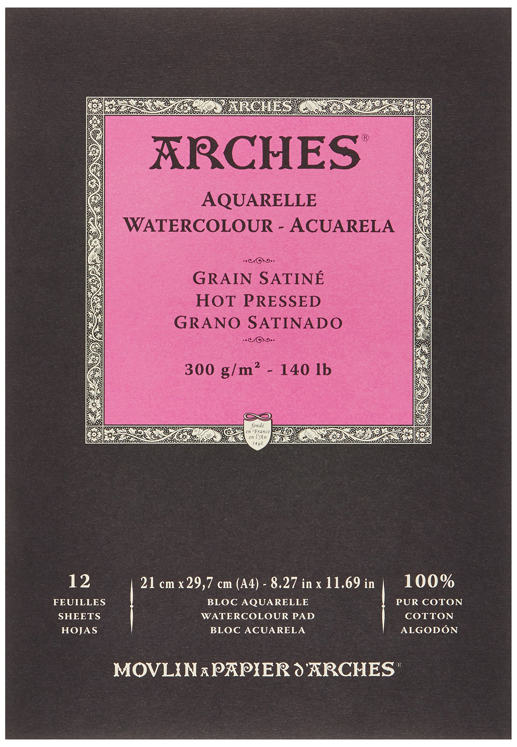 Unbekannt Arches Aquarelle Watercolour Paper on a Roll, Wood, White, Block 12 Blatt - A4