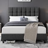Yaheetech 5ft King Bed Frame Upholstered Platform Headboard Dark Grey