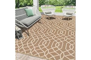 HEBE Outdoor Rug Waterproof 6x9, Reversible Plastic Straw Rug RV Camping Rug, Indoor Outdoor Patio Mat Clearance, Outside Carpet for Porch,Deck,Camper,Balcony,Backyard,Picnic