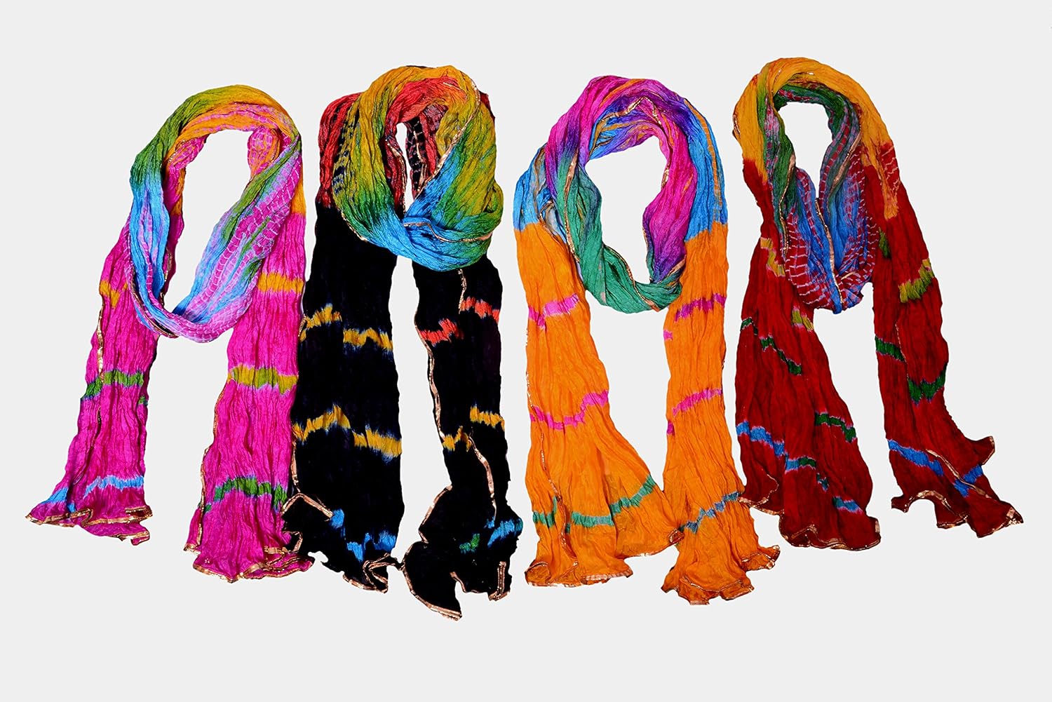 jyoti women's silk dupatta(sc-170_multicolour_2.25m) - pack of 4
