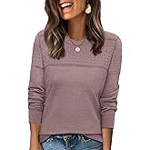 WIHOLL Sweaters for Women Crewneck Crochet Tops Long Sleeve 2025 Fall Winter Outfits Fashion Clothing