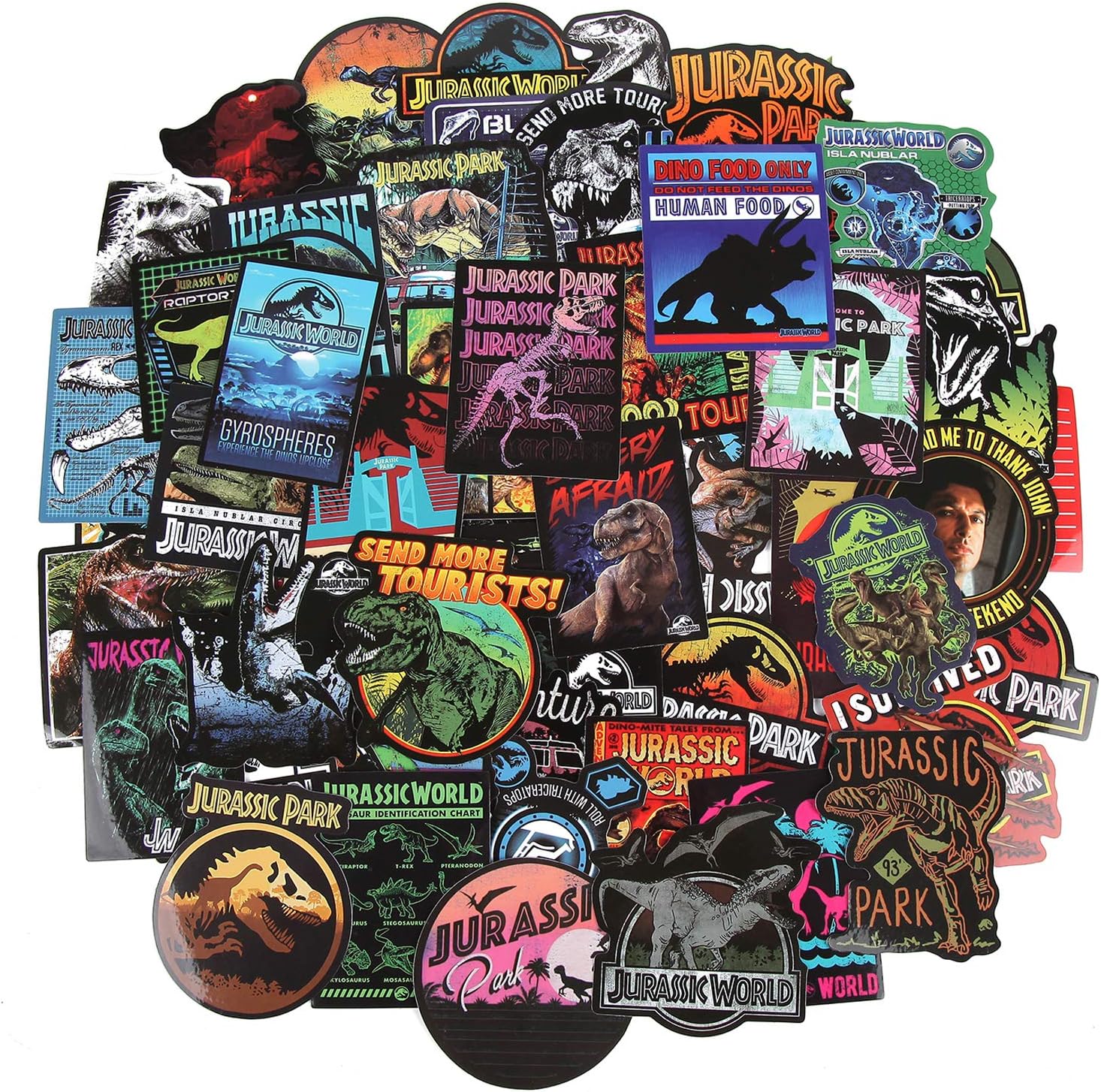 Jurassic Park Dinosaur Stickers 75 pcs/Pack Stickers Variety Vinyl Car Sticker Motorcycle Bicycle Luggage Decal Graffiti Patches Skateboard Stickers for Laptop Stickers for Kid and Adult
