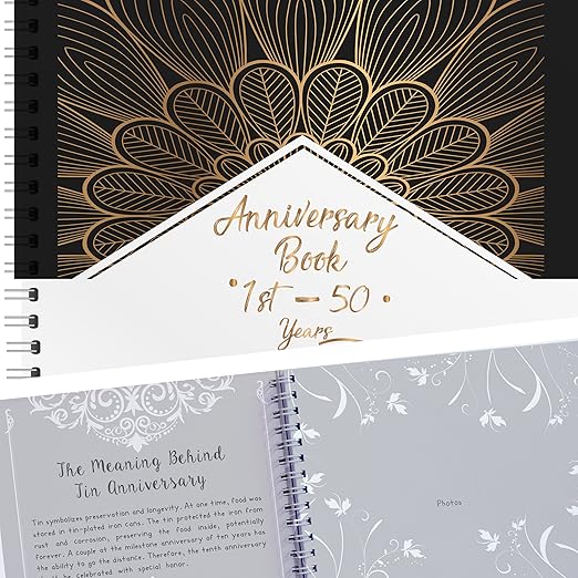 Amazon Com Anniversary Book A Hardcover Wedding Memory Album To Document Wedding Anniversaries From The 1st To 50th Year Unique Couple Gifts For Him Her Personalized Marriage Presents For