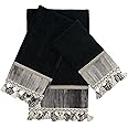 Sherry Kline Ambiance Black 3-Piece Embellished Set Decorative Towels