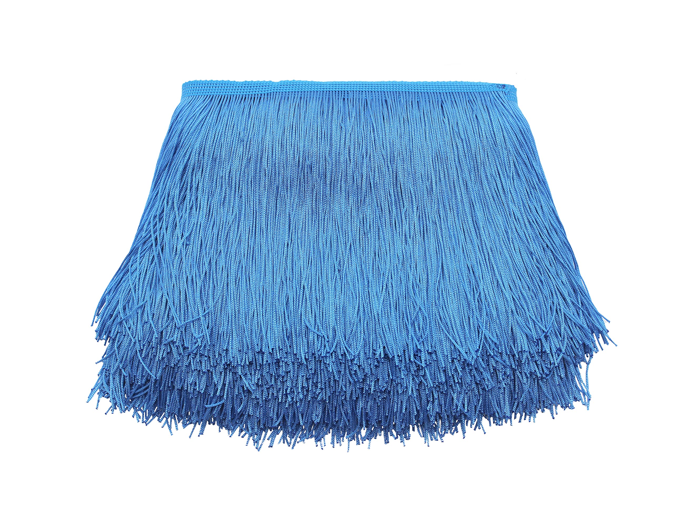 Yalulu 10 Meters Latin Fringe Tassel Trimming Lace Latin Macrame Samba Dance Clothing Curtain Lace Trim Polyester Single Band (Light Blue) — image 1
