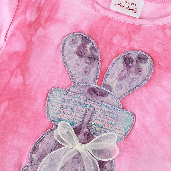 HH FAMILY EASTER SHIRTS FOR GIRLS KIDS EASTER GIFT BUNNY T-SHIRT CLOTHING 3-12 YEARS (US, NUMERIC, 4, REGULAR, BUNNY BOW TD)