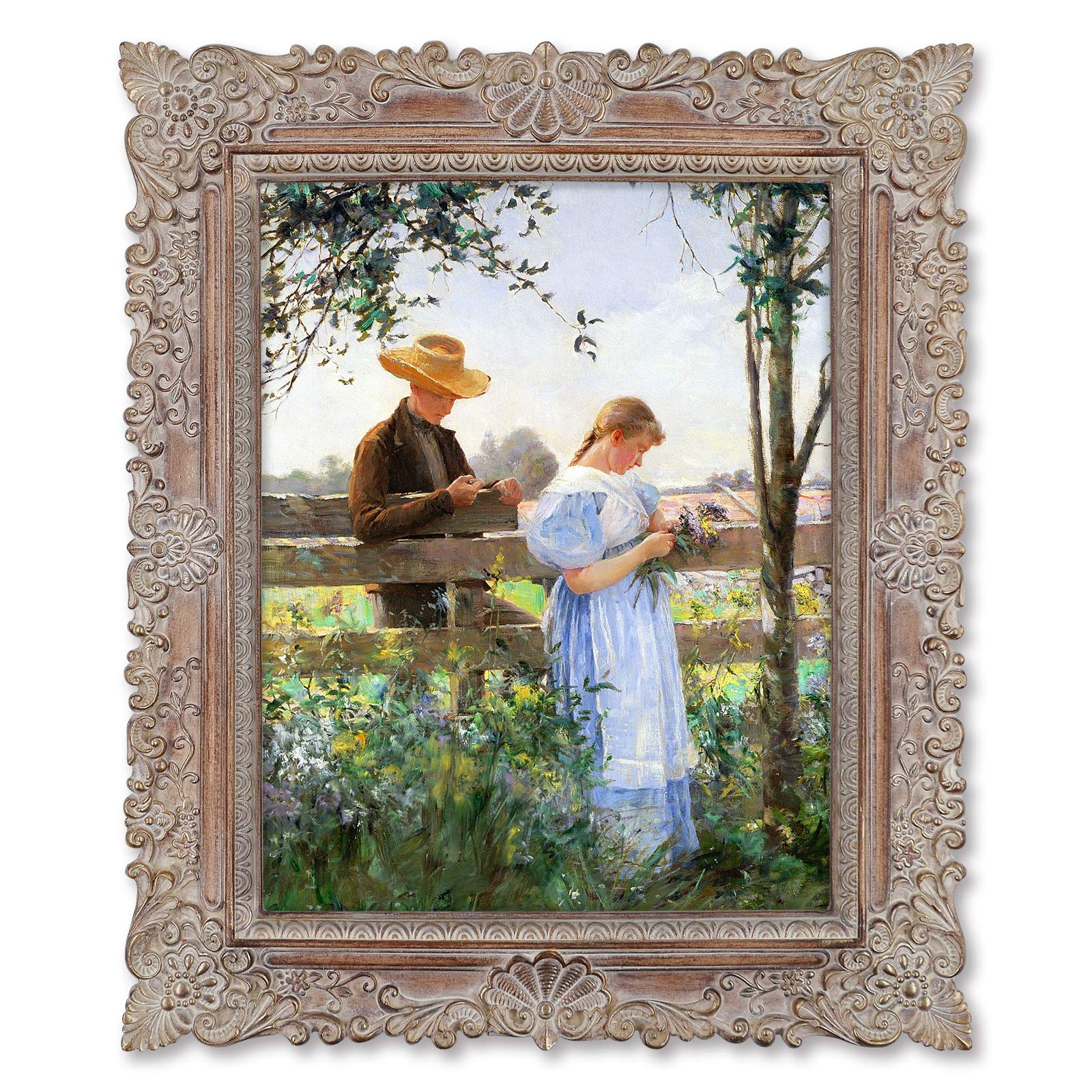 Simon's Shop Picture Frames 8x10 Antique Style Photo Frame with Glass Front, 20x25 cm Vintage Picture Frame for Tabletop and Wall Display, Walnut & Gold