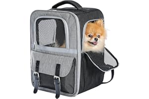 PETEPELA Cat Backpack, Pet Carrier Backpack for Dogs and Cats, Puppies, Fully Ventilated Mesh, Safety Features and Cushion Back Support for Travel, Hiking, Walking & Outdoor Use