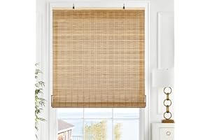 LazBlinds Cordless Bamboo Blinds, Roll Up Shades for Windows, Light Filtering Hanging Window Blinds, Bamboo Shades for Patio Indoor/Outdoor Porch, 23'' W x 72'' H, Brown206