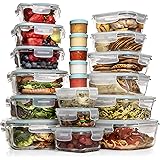 Razab 35 Pc Set Glass Food Storage Containers with Lids - Meal Prep Airtight Glass Bento Boxes BPA-Free 100% Leak Proof (15 l
