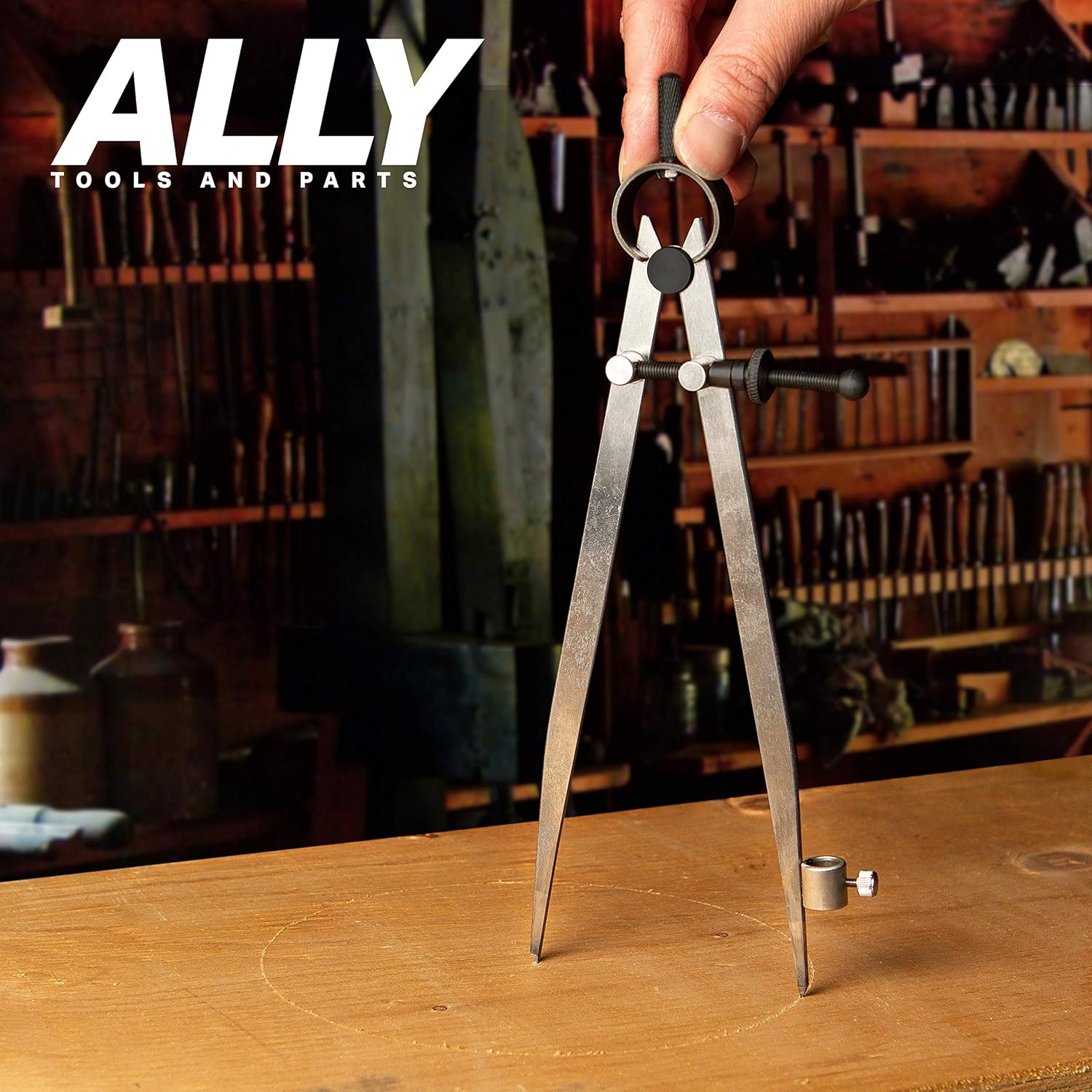 ALLY Tools 8 Inch Precision Spring Divider Scribe Tool/Woodworking Compass with Pencil Holder INCLUDES Two Pencils and Pencil Sharpener Ideal for Drawing Circles, Geometry, Wood, Metal, and Leather: Home Improvement