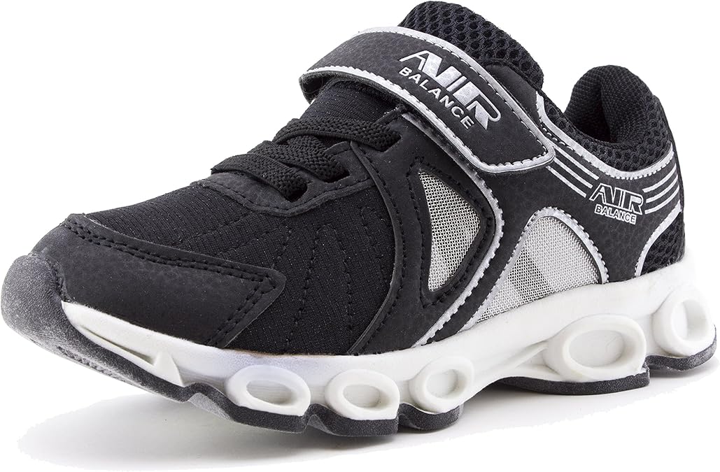 Air Balance Unisex Hook and Loop Fastener Waking Training Shoes Sneakers, Black