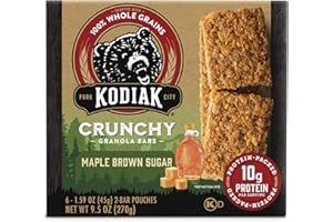 KODIAK CAKES Kodiak Crunchy Granola Snack Bars, Maple Brown Sugar, High Protein, 100% Whole Grains, 1 box with 6 pouches (12 bars)