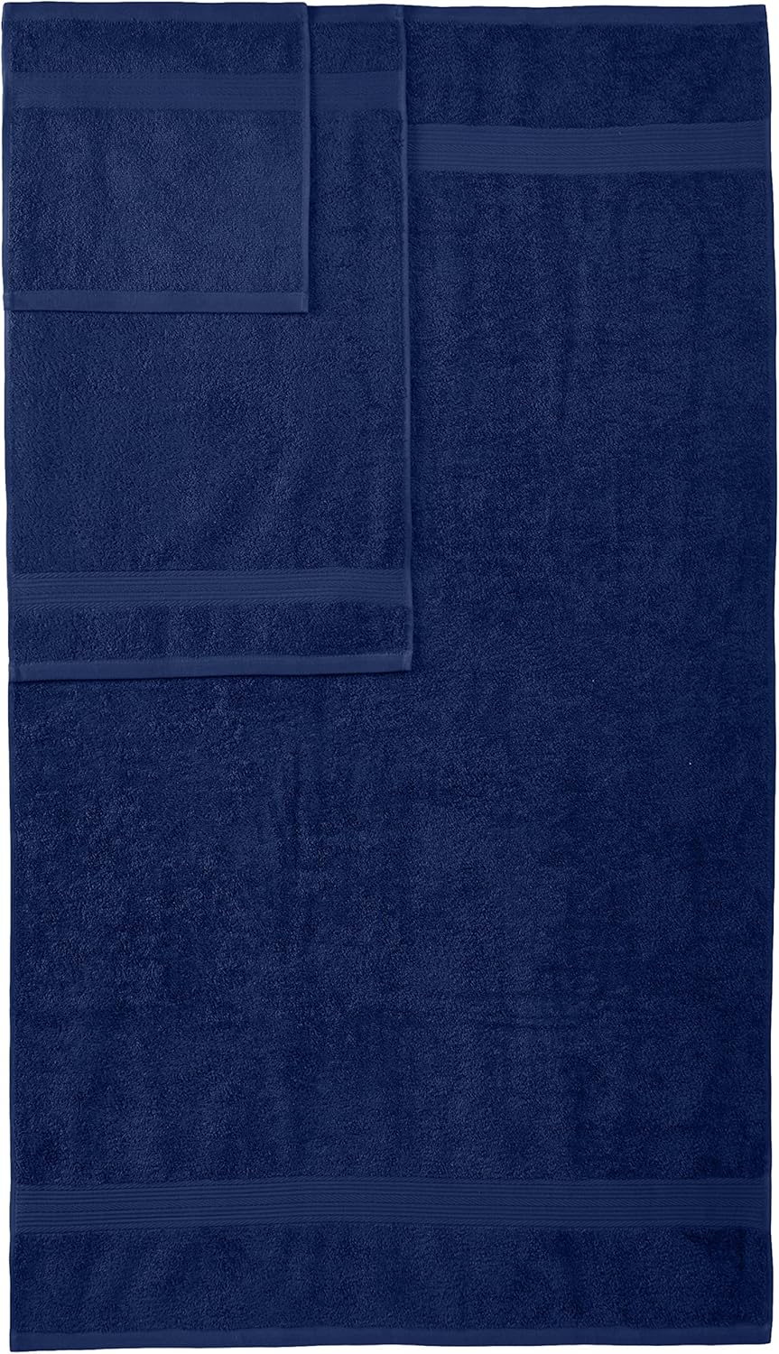 Basics 6-Piece Fade-Resistant Bath Towel Set - Navy Blue: Home & Kitchen