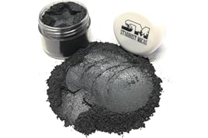 Stardust Micas Pigment Powder Cosmetic Grade Colorant for Makeup, Soap Making, Epoxy Resin, DIY Crafting Projects, Bright True Colors Stable Mica Batch Consistency (10 Gram Jar, Black Shimmer)