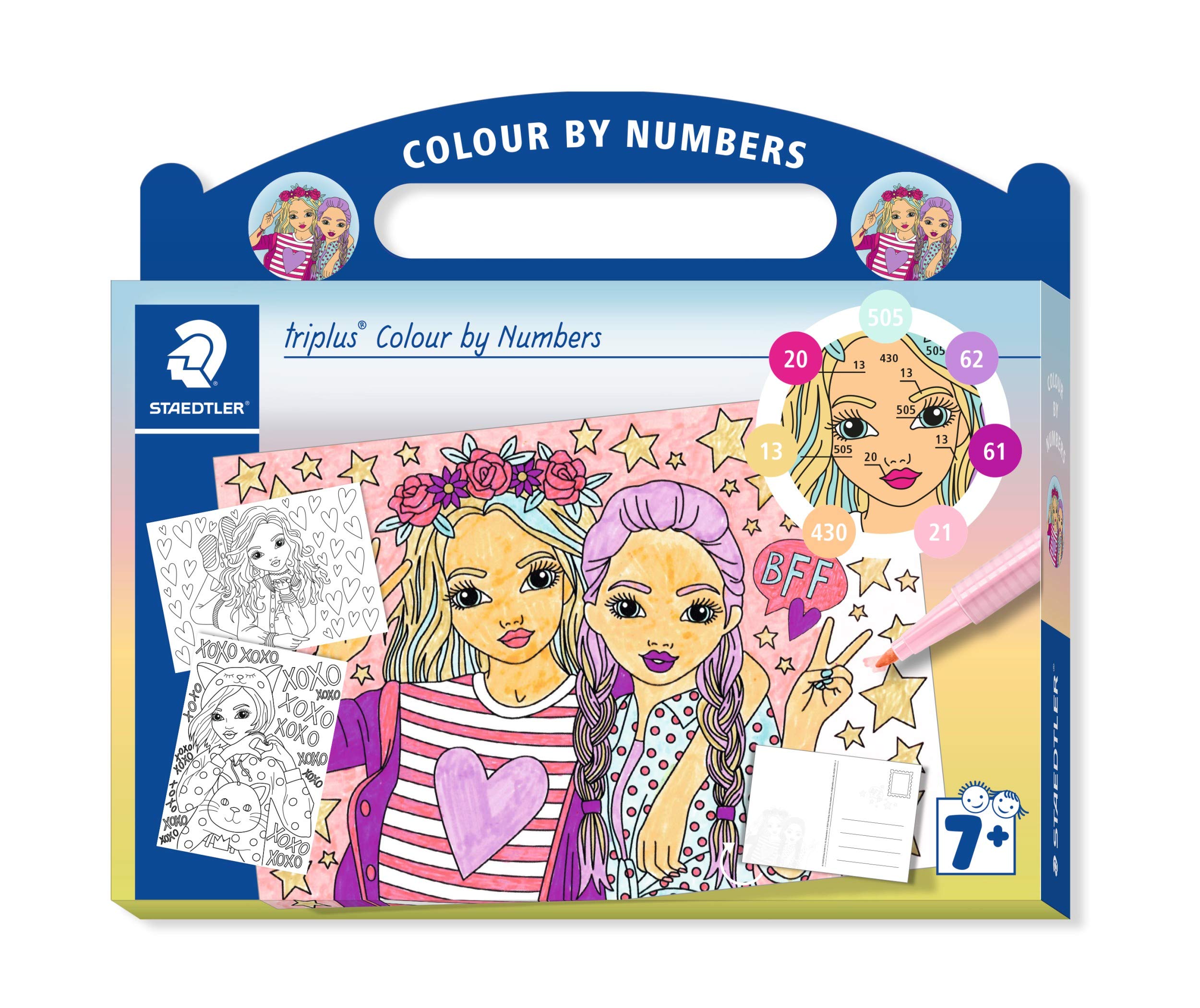 Staedtler triplus 34 CBN03 Paint by Numbers Set Fashion with Felt Tip Pens, Fineliners, Postcards and Numbered Colour Instructions