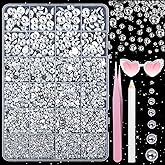 Silver Pearls for Crafting, Flatback Pearl for Nails 7 Sizes Half Round Nail Art Pearls ABS Pearl Beads Gems for Nails Art DIY Crafting Face Hair Manicure DIY