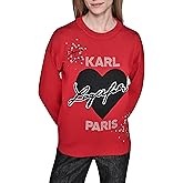 KARL LAGERFELD womens Long Sleeve Crew Neck Tattoo Heart Sweater