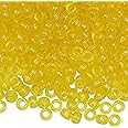 Auvoau 1000Pcs Pony Beads Bracelet 9mm Yellow Glitter Plastic Barrel Pony Beads for Necklace,Hair Beads for Braids,Key Chain,Jewelry Making (Yellow Glitter)