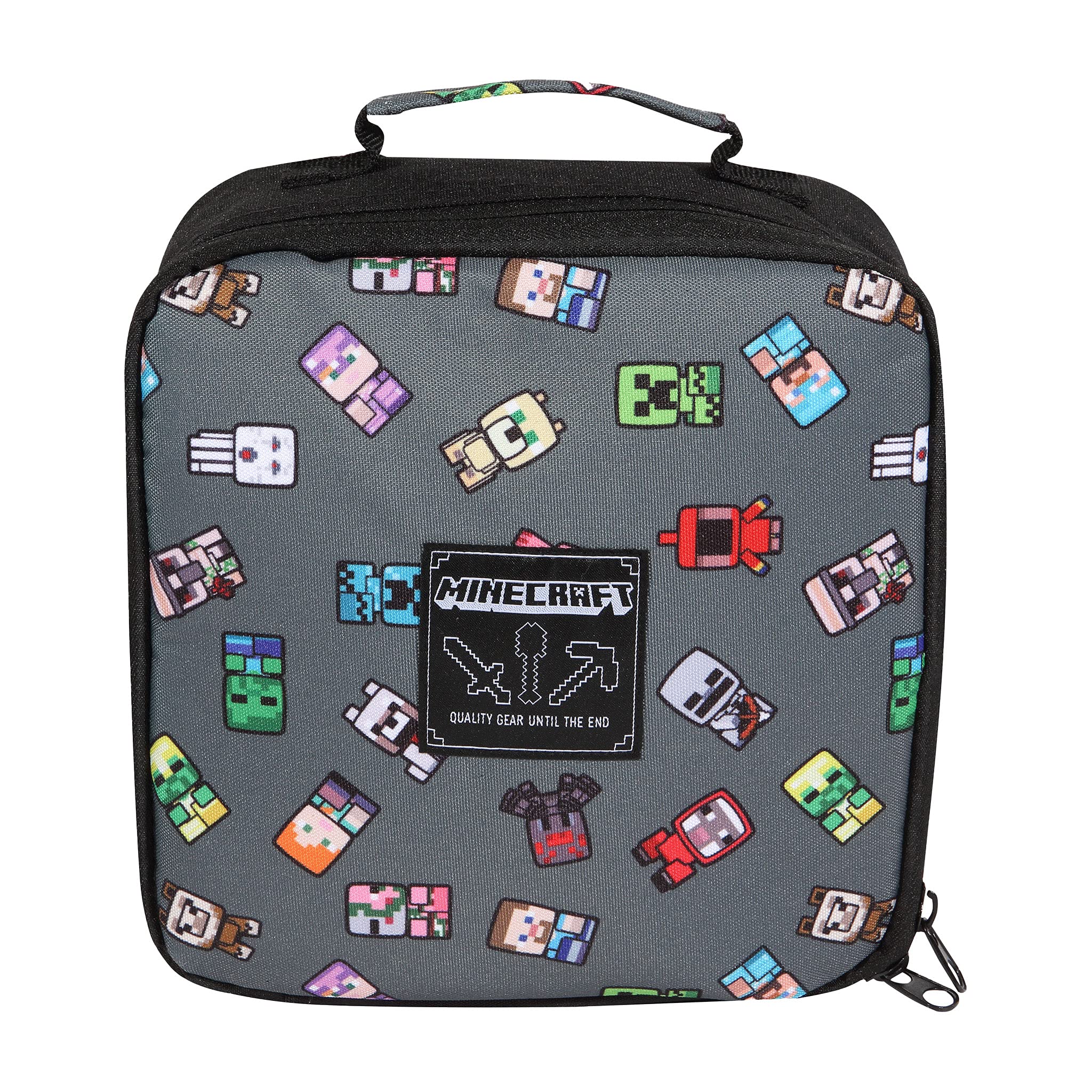 Popgear Minecraft Mini Characters Lunch Box, Kids, One Size, Grey, Official Merchandise