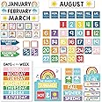 Classroom Calendar Set Bulletin Board Decor – School Calendar For Classroom Elementary & Preschool, Bulletin Board Decorations With Weather Chart & Seasons, Ranbow Teacher Must Haves