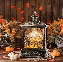 12.5'' Fall Snow Globe Lantern - Thanksgiving
