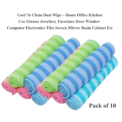 Livzing Microfiber Cleaning Towels All Purpose Duster Cloth Hand Napkin Multicolor Table Wipe 10 Pcs