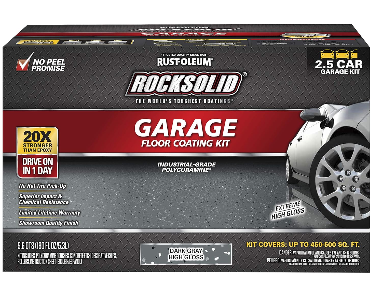 RockSolid Polycuramine Garage Floor Coating Dark Gray Kit 2.5 Car
