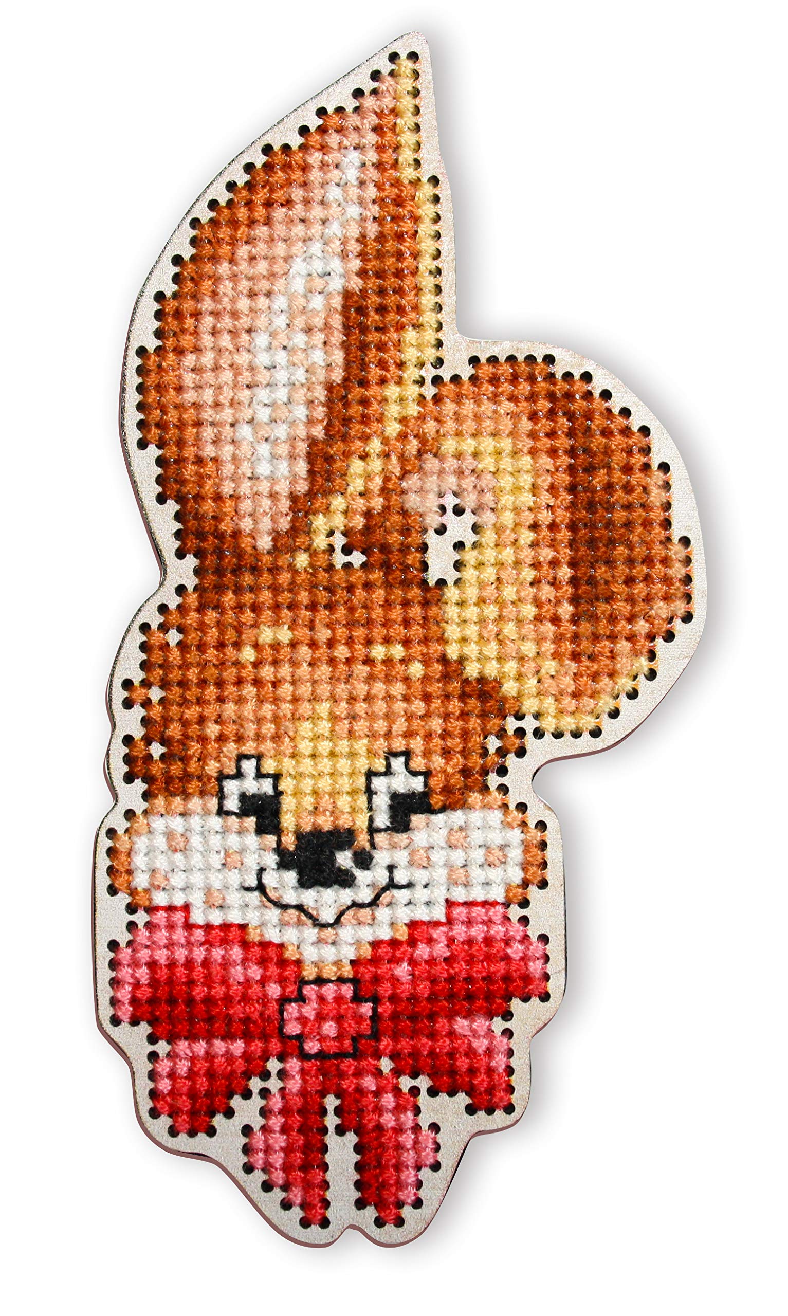 RTO Cross Stitch Kit on Wooden Board, Cotton, Multicoloured, 5.5x10.9 cm