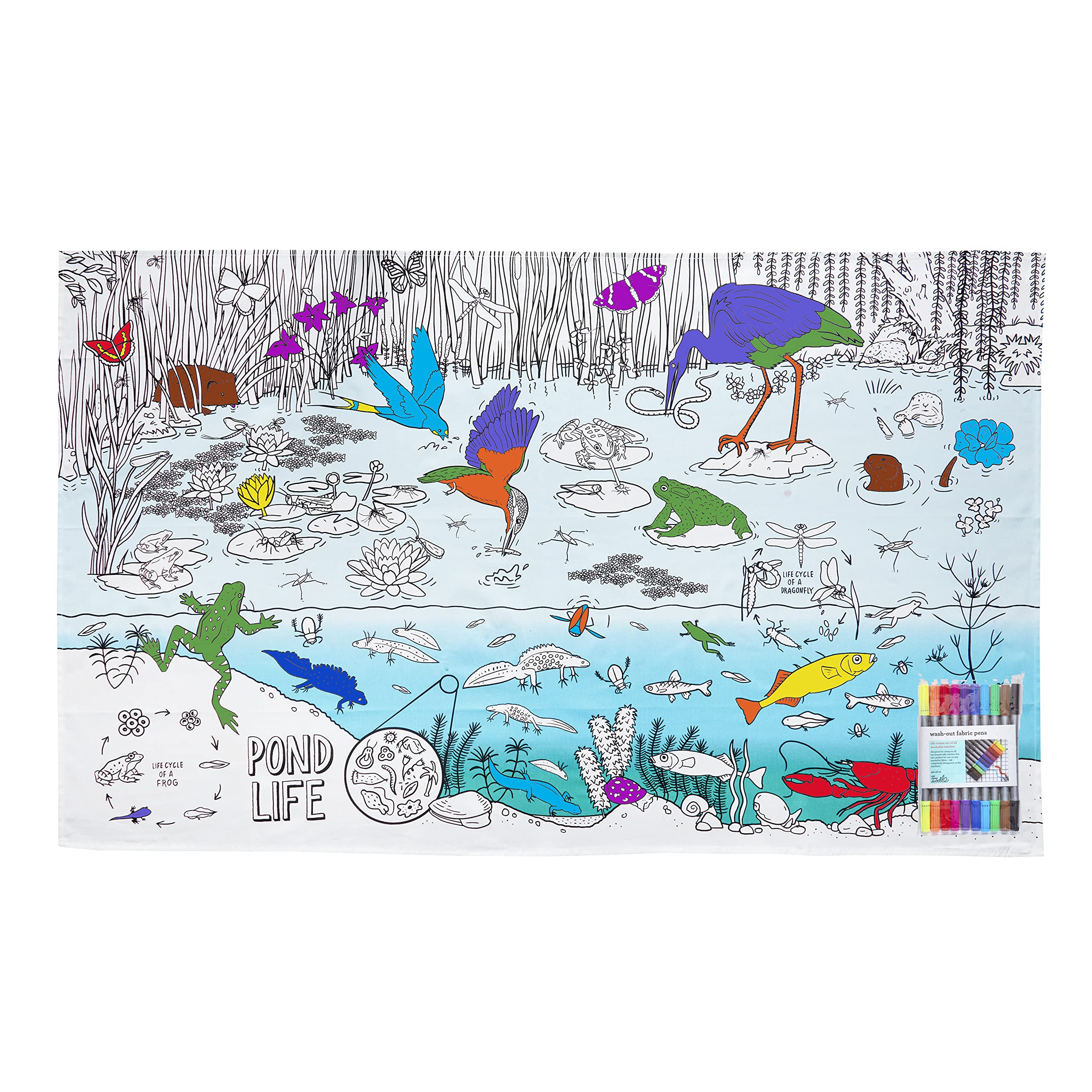 eatsleepdoodle Colouring Tablecloth For Kids w/ 10pk Washable Markers For Kids - 130x85cm Wildlife Giant Colouring Poster - Kids Colouring Tablecloth Ultra Washable & Reusable Arts and Crafts For Kids