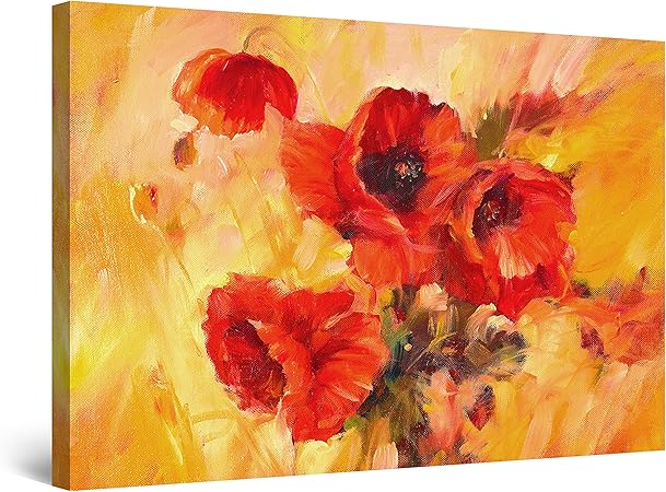 Quadro Moderno Su Tela Canvas Fiori Papaveri Rossi Flowers 50x70cm Spessore 2cm Amazon It Casa E Cucina