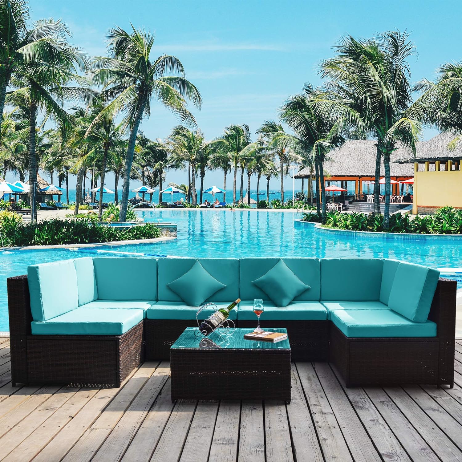 Best 7pc rattan wicker sofa chair patio furniture set sectional garden outdoor couch