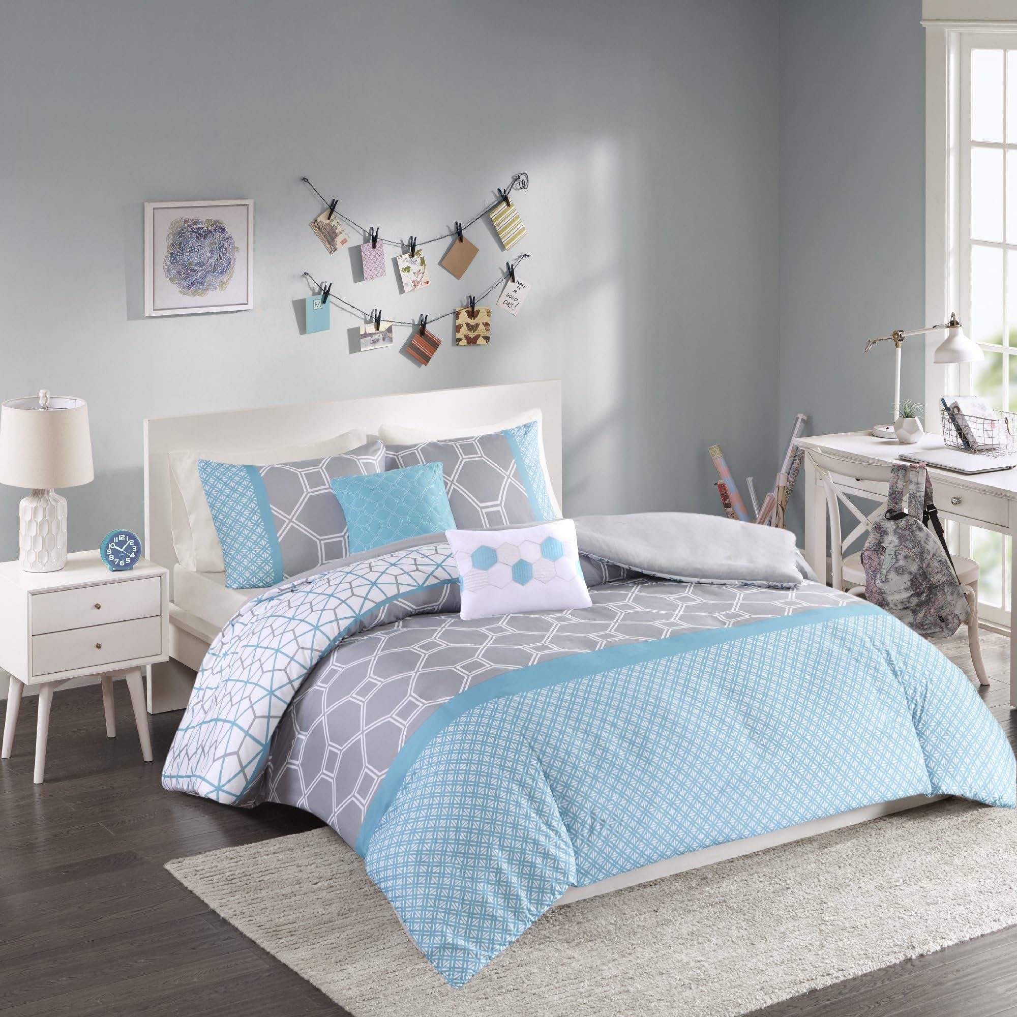 Intelligent Design ID12-492 Clara Duvet Cover Set Twin XL Blue, Twin/Twin X-Large