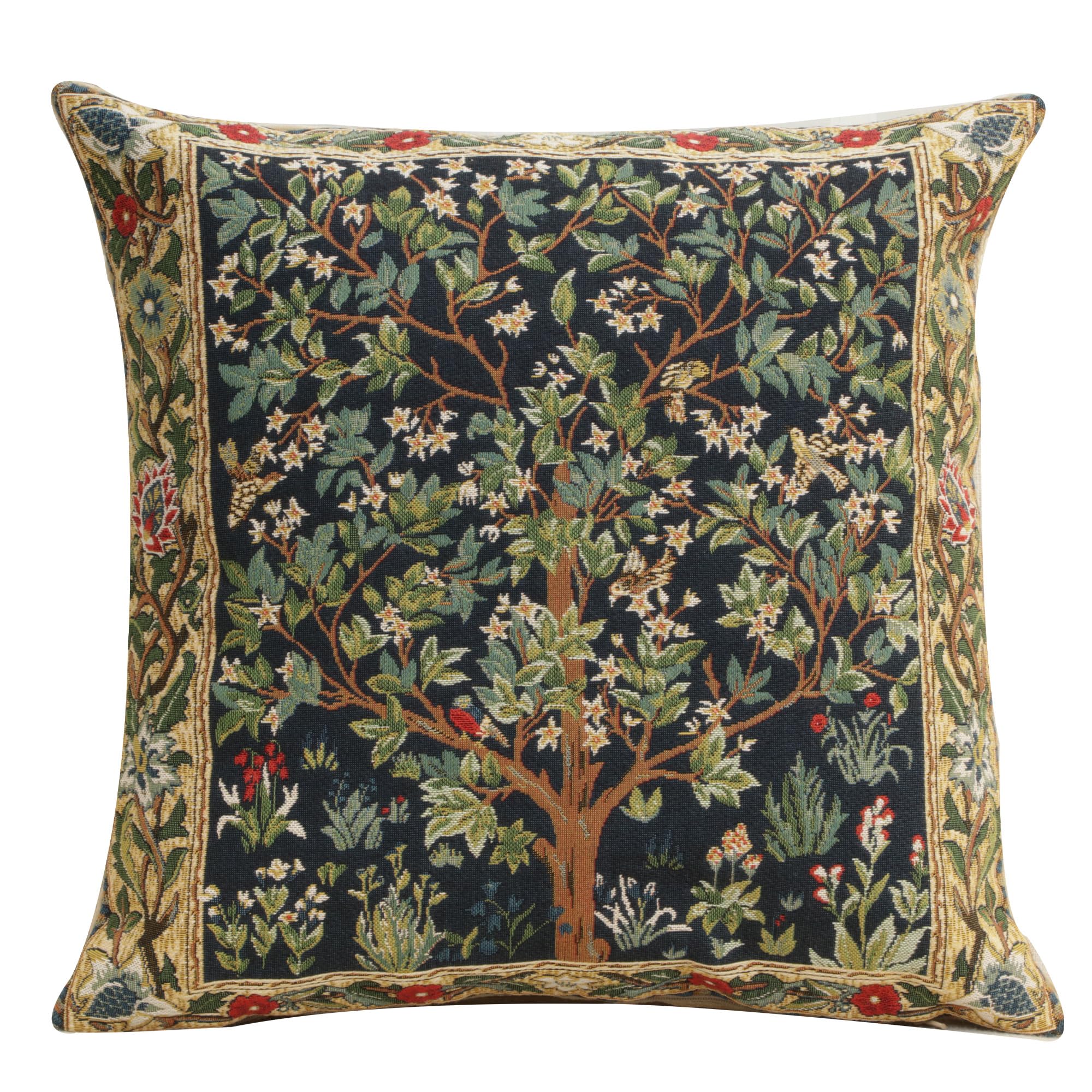 Photo 1 of Charlotte Home Furnishings Throw Pillow Covers, Decorative Boho Pillow Covers for Couch, Living Room, Blue Tree Square Cushion Cases 18x18 in, European Cotton Jacquard Woven for Cozy Bedroom Decor