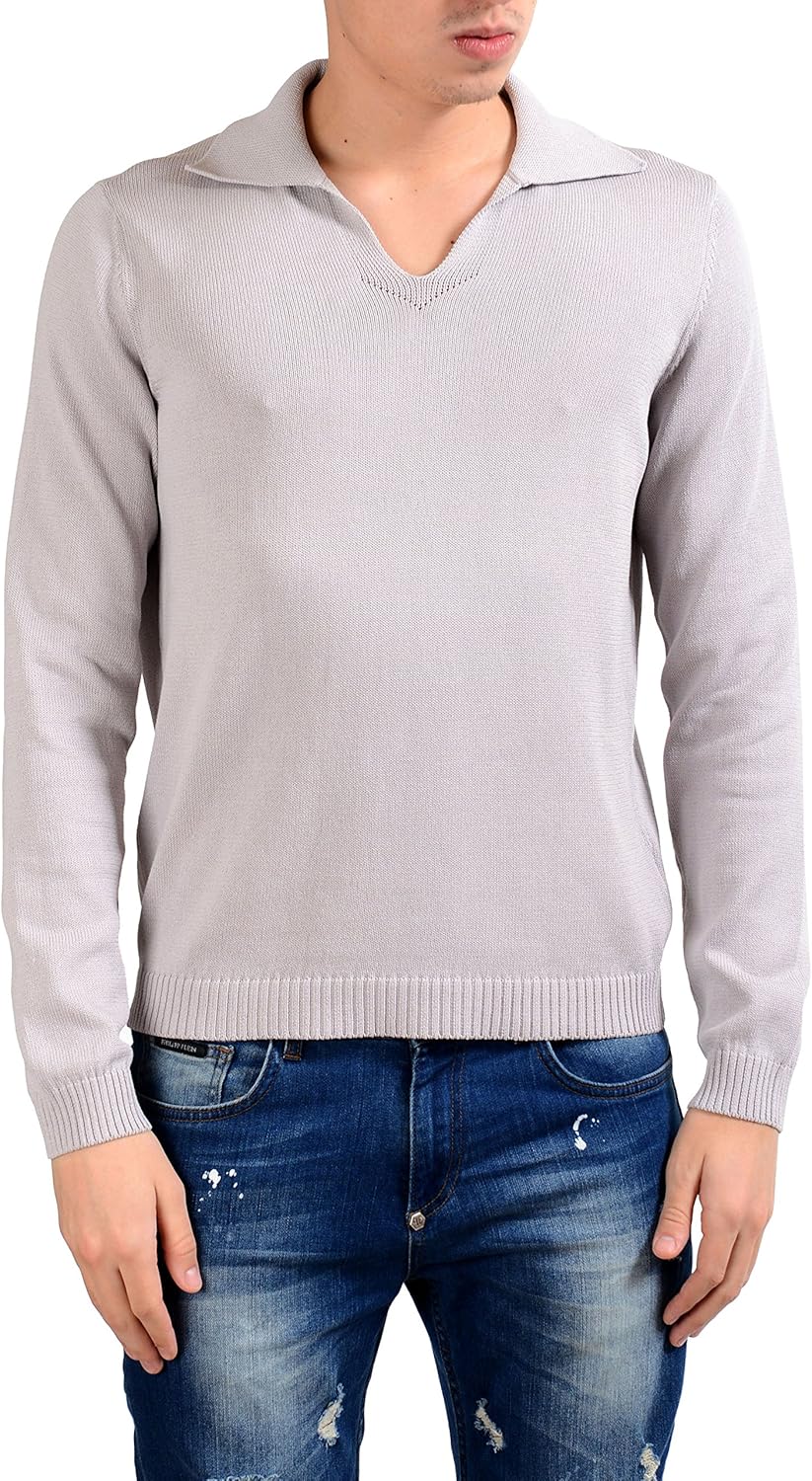 MALO Men's Cloud Gray Pullover Sweater US S IT 48 at Amazon Menâs Clothing store