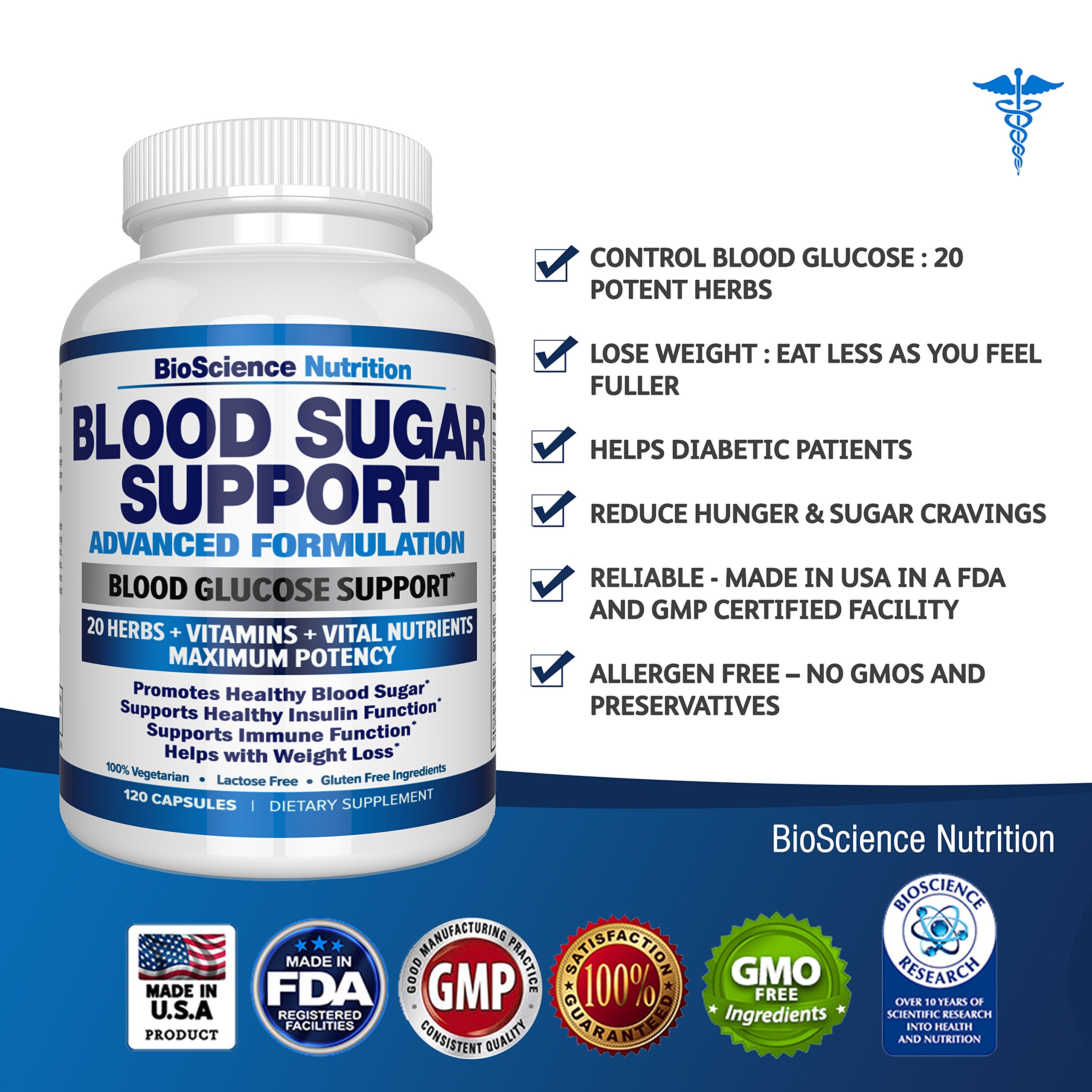 Blood Sugar Support Supplement 20 HERBS Multivitamin for Blood Sugar