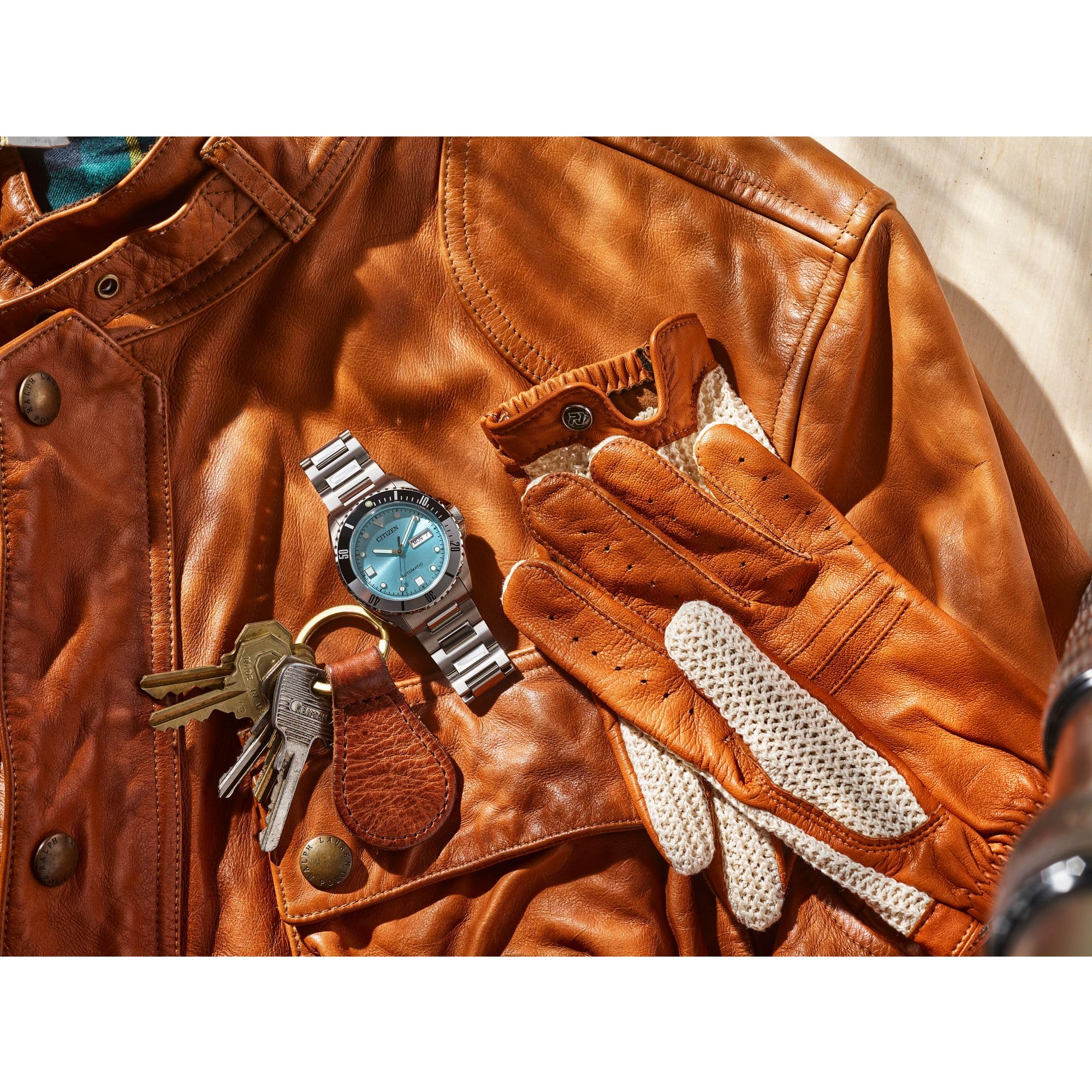 Citizen Men's Automatic Stainless Steel Watch, Light Blue Dial, Black and Silver Bezel, 3 Hand, Day/Date (Model: NH7530-52L)