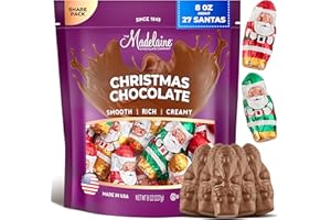 THE MADELAINE CHOCOLATE COMPANY Madelaine Milk Chocolate Christmas Mini Santas – Individually Wrapped Holiday Chocolates for Kids – Christmas Candy Stocking Stuffers & Holiday Gift Basket Treats – 8 Oz Bag (Approx. 26 Pieces)