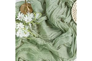 FEXIA Cheesecloth Table Runner Sage Green for Woodland Baby Shower Bridal Wedding Decoration Gauze Rustic Table Runner for Party First Communion Centerpiece Engagement 35x120 Inches