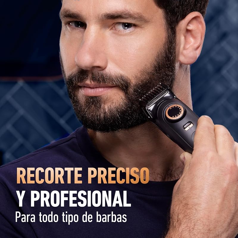 Aparador de barba masculino PRO MAX, aparador de cabelo 4 em 1 com 40 comprimentos, 6 acessórios, carregador e caixa, máquina sem fios com lâmina afiada ao longo da vida