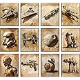 BigWig Prints Star Wars Wall Art - Star Wars Posters, Starwars Posters For Walls, Millennium Falcon, TIE Fighter, R2-D2, Stormtrooper, AT-AT Walker, X-Wing, Blaster - Unframed Set of 12 (8x10)
