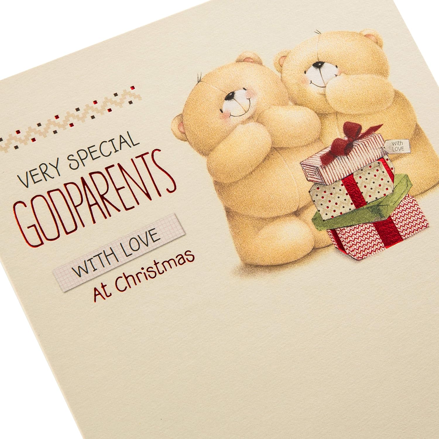 Hallmark Christmas Card for Godparents - Cute Forever Friends Design, brown|white|orange|yellow|beige - Image 4