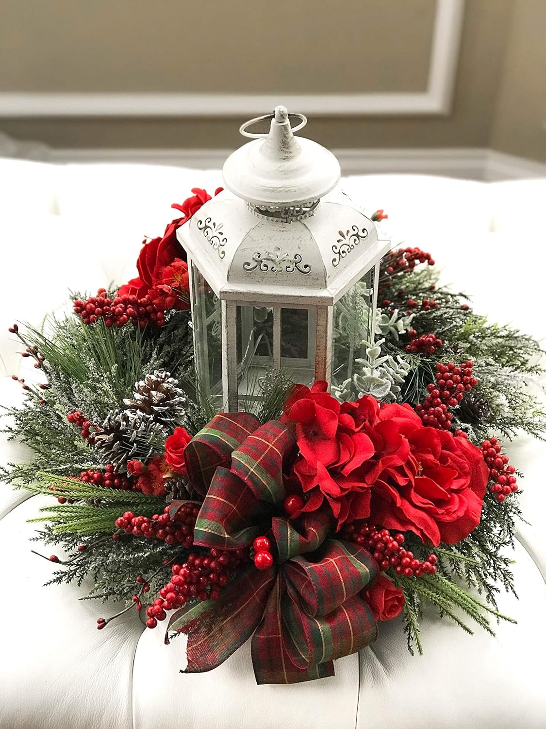 Amazon Com Christmas Lantern Wreath Christmas Candle Wreath