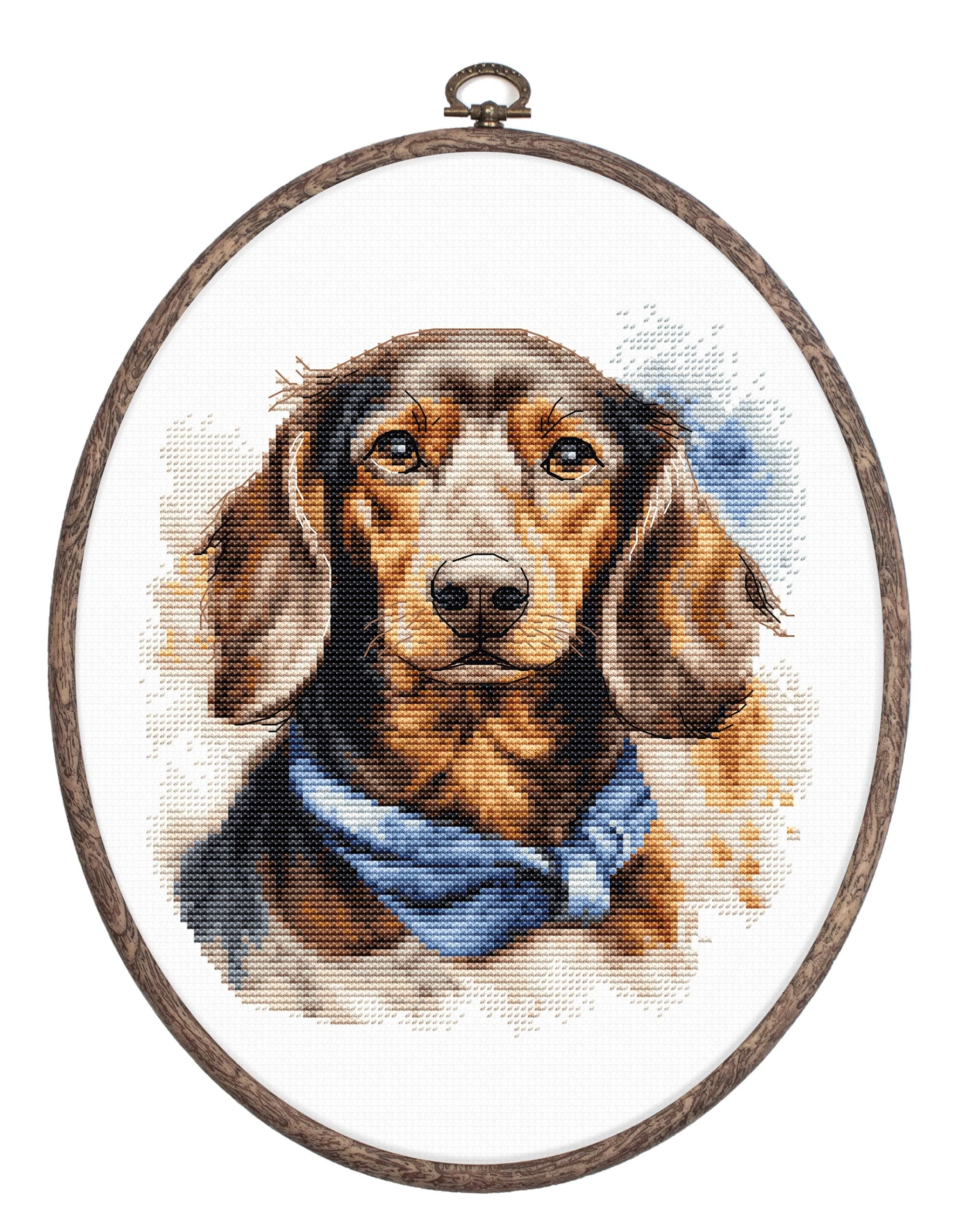 Cross Stitch Kit with Hoop Included Luca-S - The Dachshund