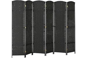 HOMCOM Room Divider, 6 Panel Folding Privacy Screen, 5.6' Tall Freestanding Wall Partition for Home Office, Bedroom, Black
