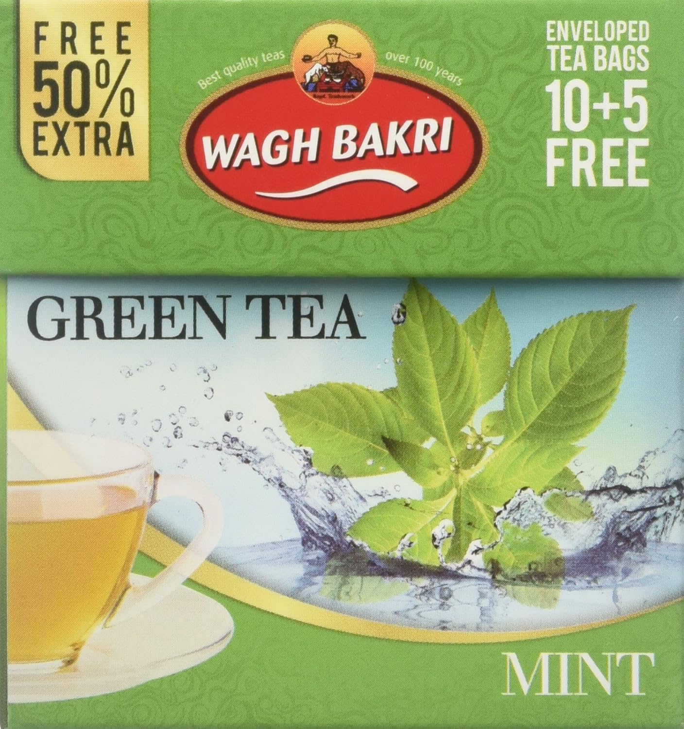 Wagh Bakri, Green Tea, 15 Tea Bags Grocery & Gourmet Food