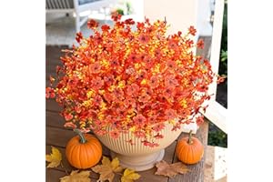 Ivydale Artificial Flowers for Outdoors Indoors Fake Silk Mums 12 Bundles Fall Plants UV Resistant Look Real for Autumn Decoration Home Porch Patio Garden Yard, Fall-Orange
