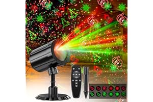 GUSODOR Red and Green Christmas Light Projector with Remote Control - Waterproof Outdoor Spotlights for Landscape Decorations