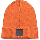 BOSS Men's Square Logo Ribbed Beanie