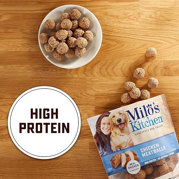 MILO’S KITCHEN CHICKEN MEATBALLS DOG TREATS, 18-OUNCE